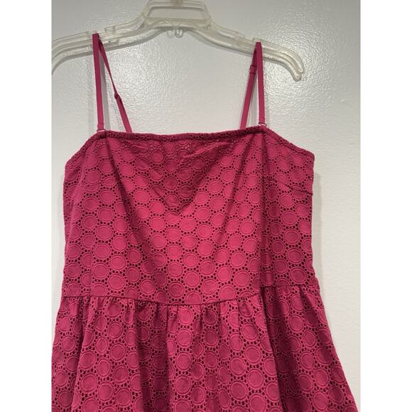 Garnet Hill Pink Eyelet Dress Fuchsia Lace Sundress - Picture 2 of 7